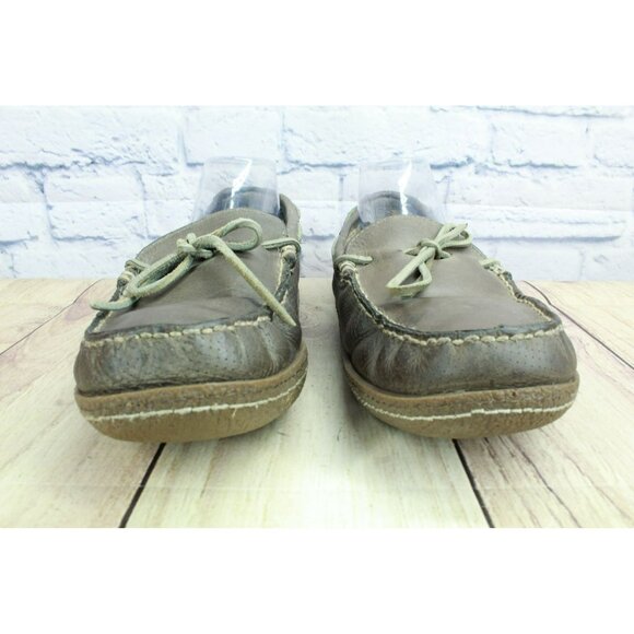 LL Bean Flannel Lined Moccasin Slippers Brown Leather Handsewn Size 11 M - Picture 4 of 9